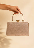 Elegant Gold Textured Frame Handbag