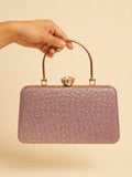 Elegant Rose Gold Glitter Textured Handbag