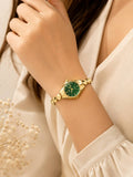 Elegant Gold-Tone Women's Watch with Green Dial