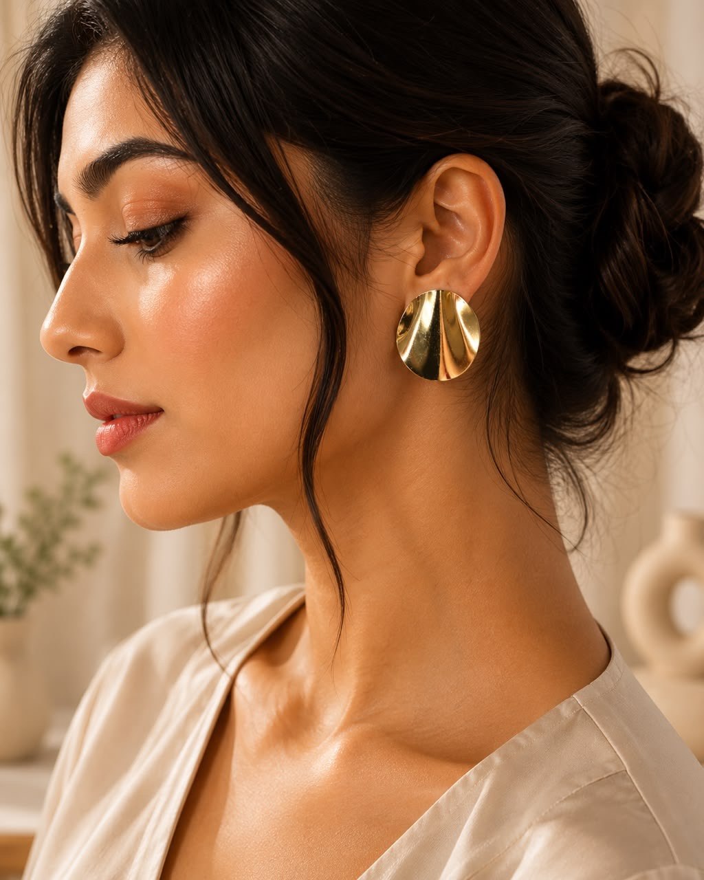 Luna Anti-Tarnish Textured Disc Stud Earrings