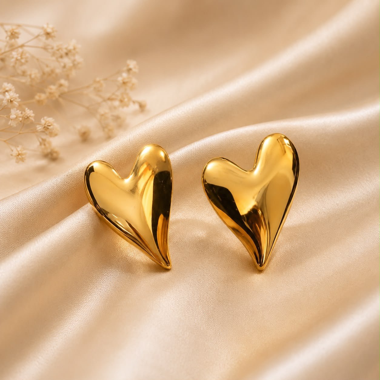 Amora Anti-Tarnish Heart Statement Stud Earrings