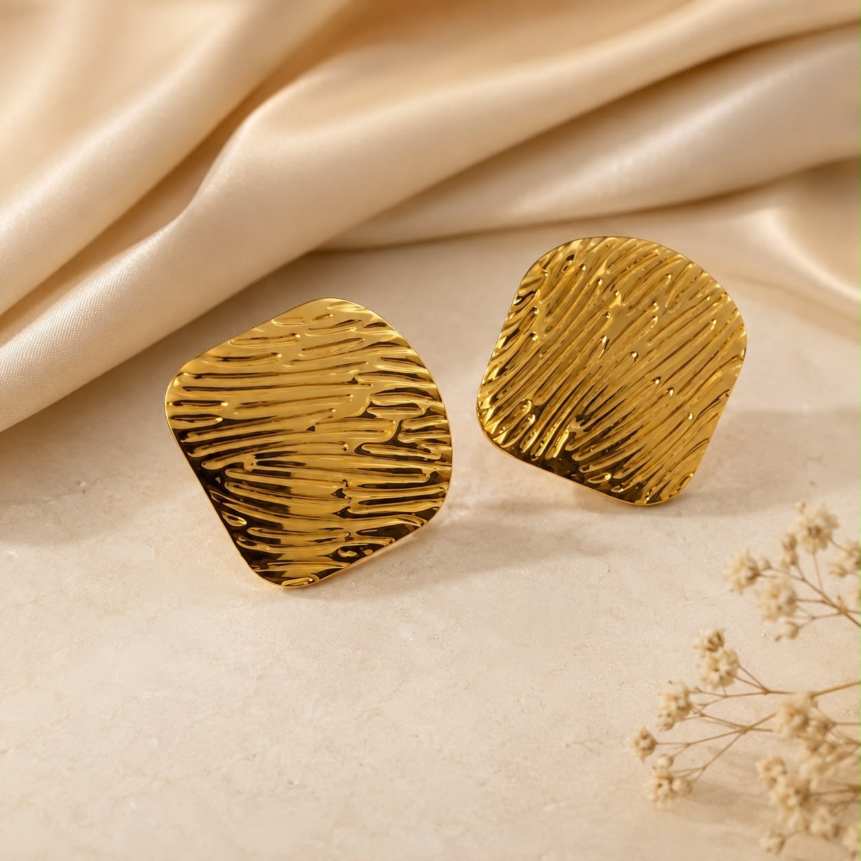 Sienna Anti-Tarnish Textured Statement Stud Earrings