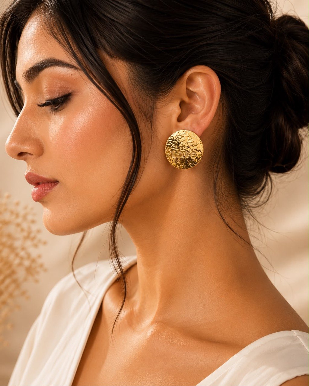 Amour Anti-Tarnish Love Coin Stud Earrings