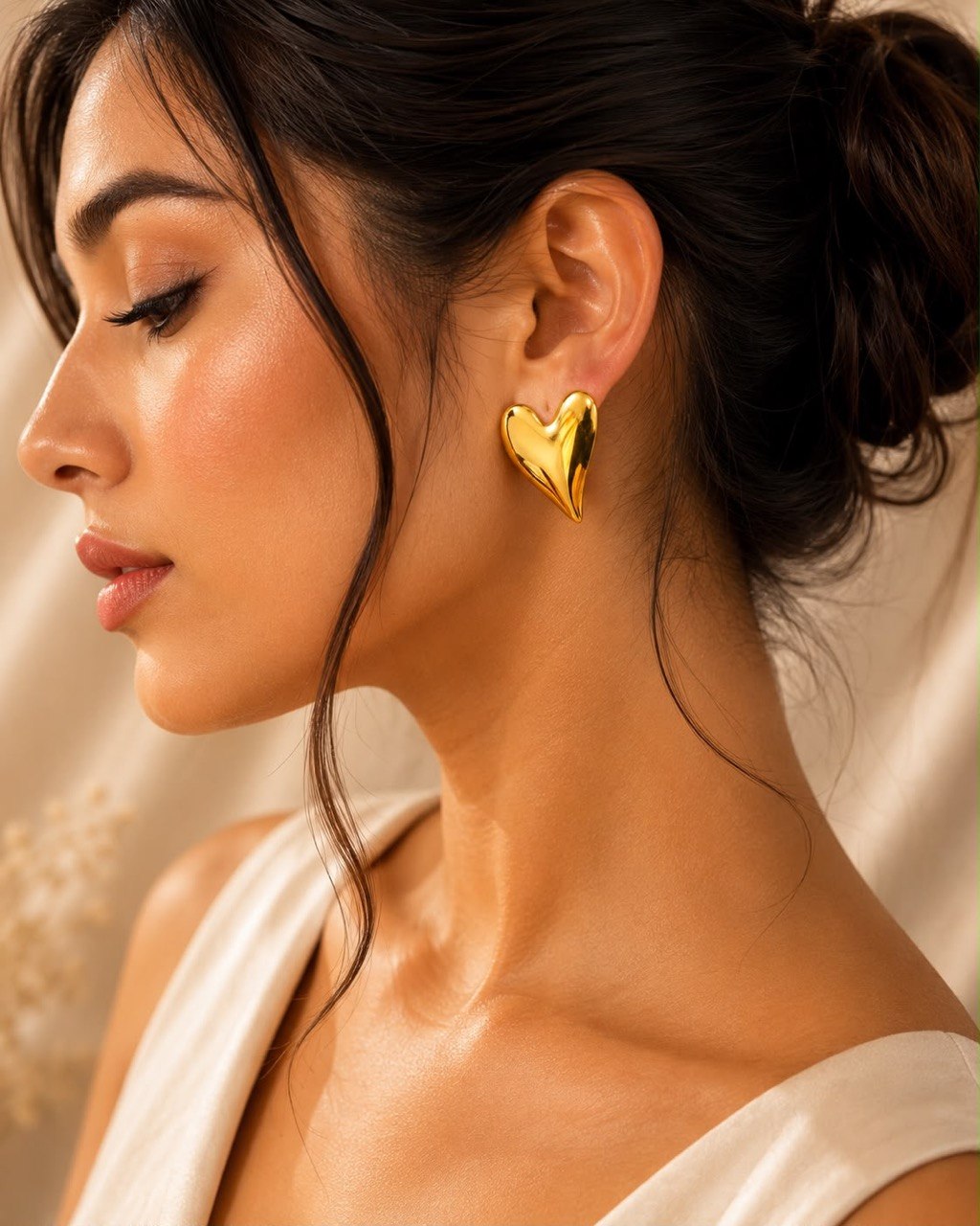 Amora Anti-Tarnish Heart Statement Stud Earrings