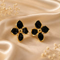 Noir Blossom Anti-Tarnish Floral Statement Stud Earrings