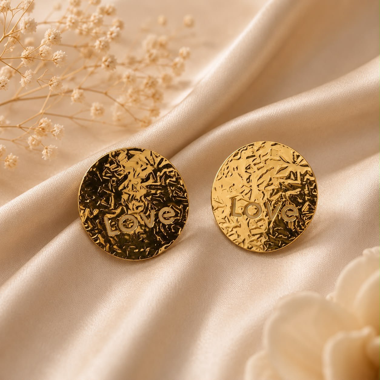 Amour Anti-Tarnish Love Coin Stud Earrings
