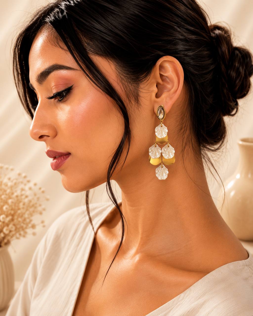 Pearl Petal Cascade Earrings