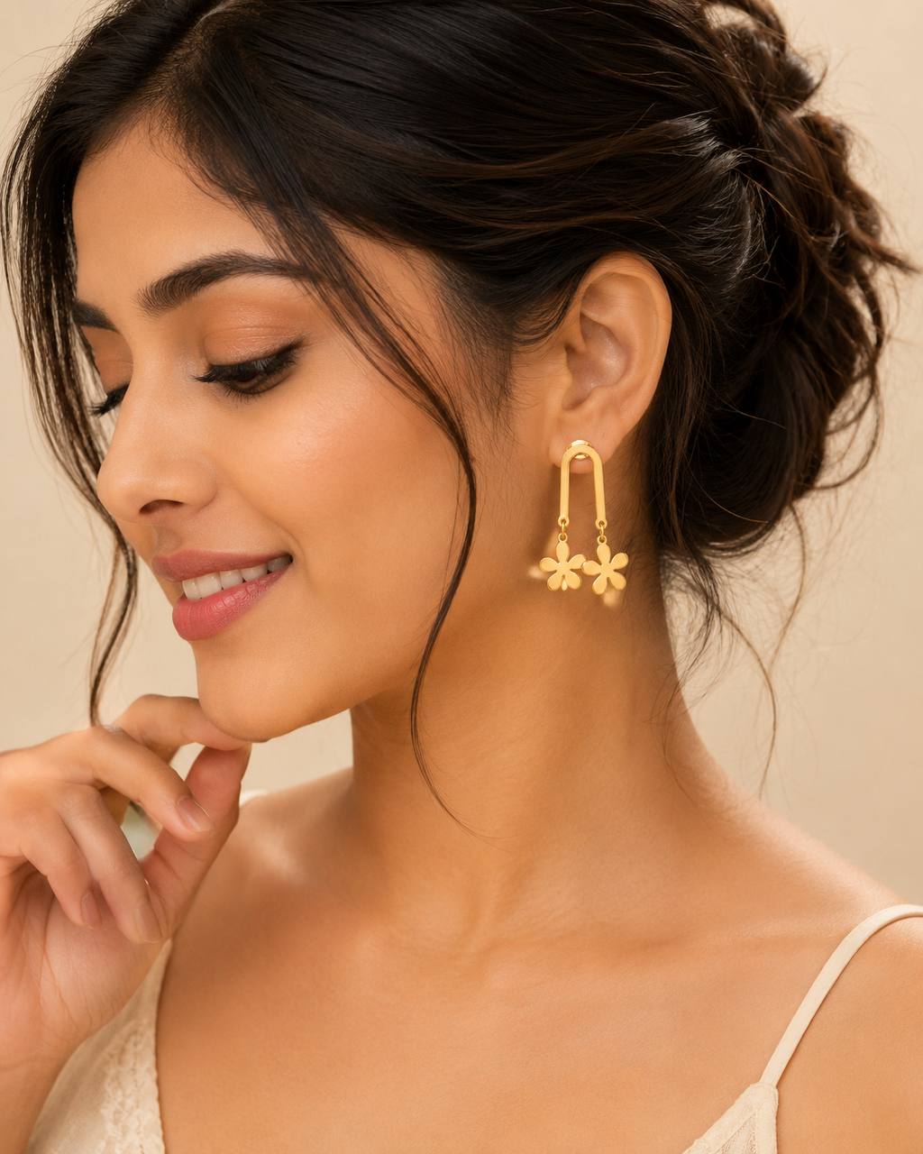Golden Blossom Dangle Earrings