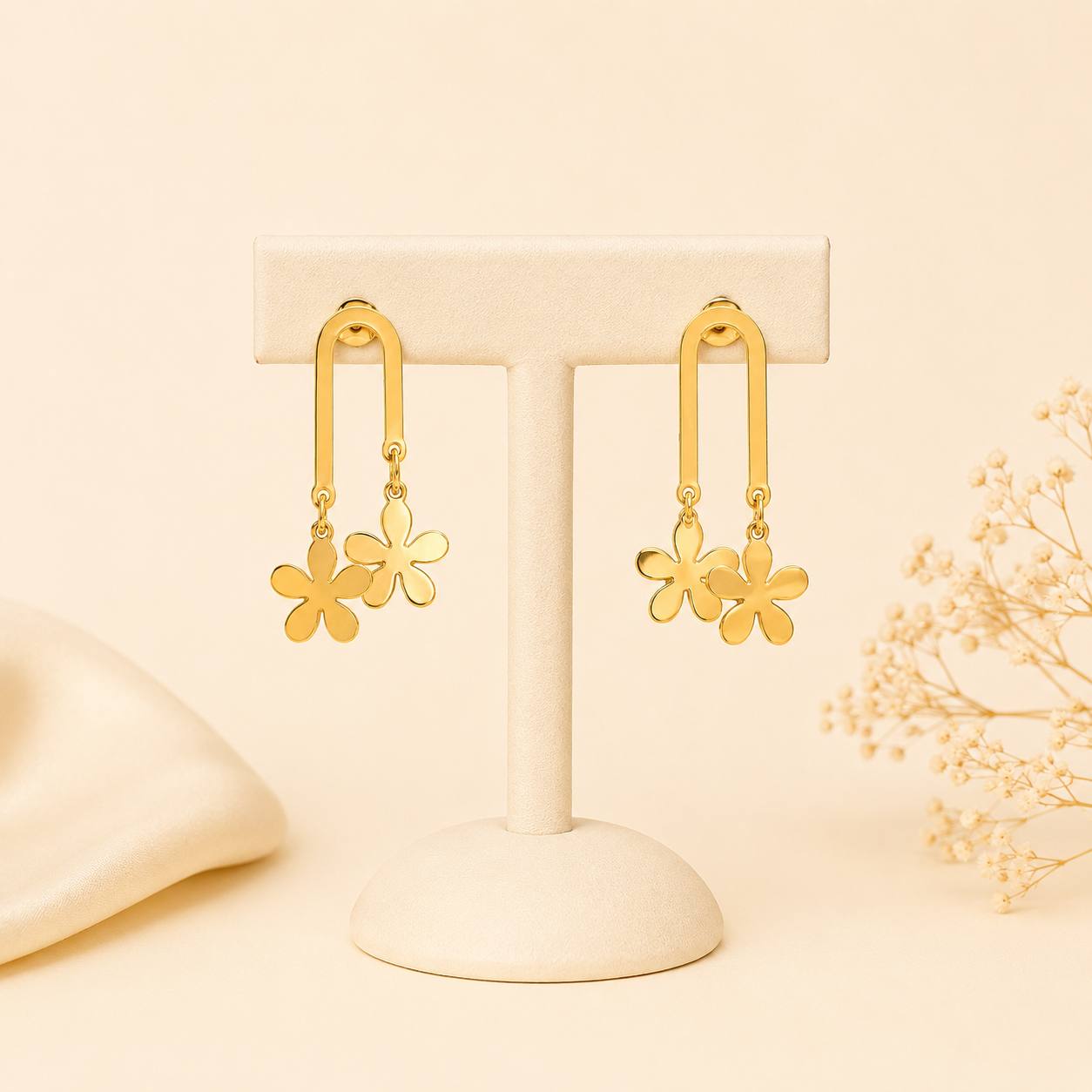 Golden Blossom Dangle Earrings