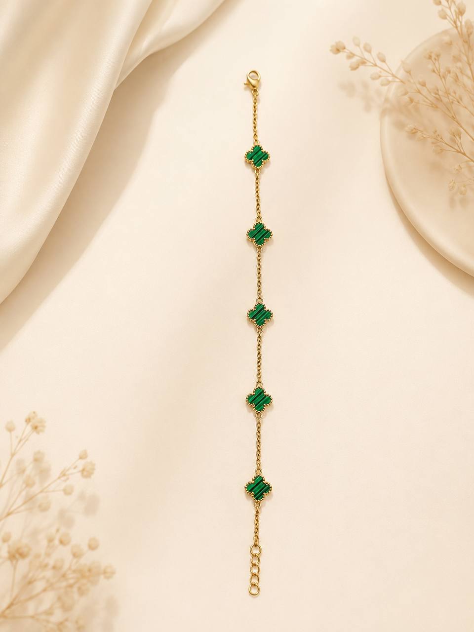 Emerald Clover Anti-Tarnish Bracelet