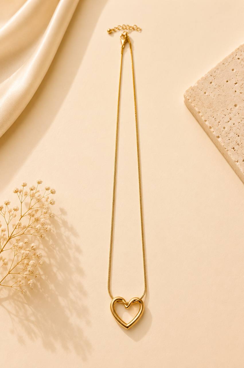 Minimalist Open Heart Pendant Necklace