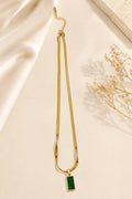 Emerald Green Rectangle Pendant Necklace