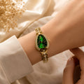 Luxury Emerald Green Oval Women's Watch