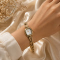 Elegant Pearl White Oval Women's Watch