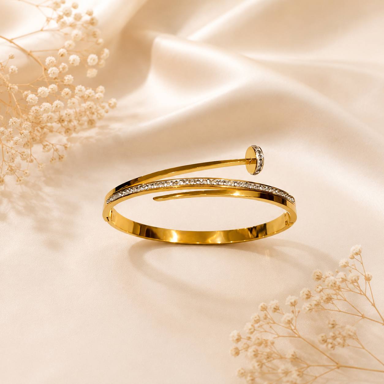 Crystal Nail Open Kada Bracelet