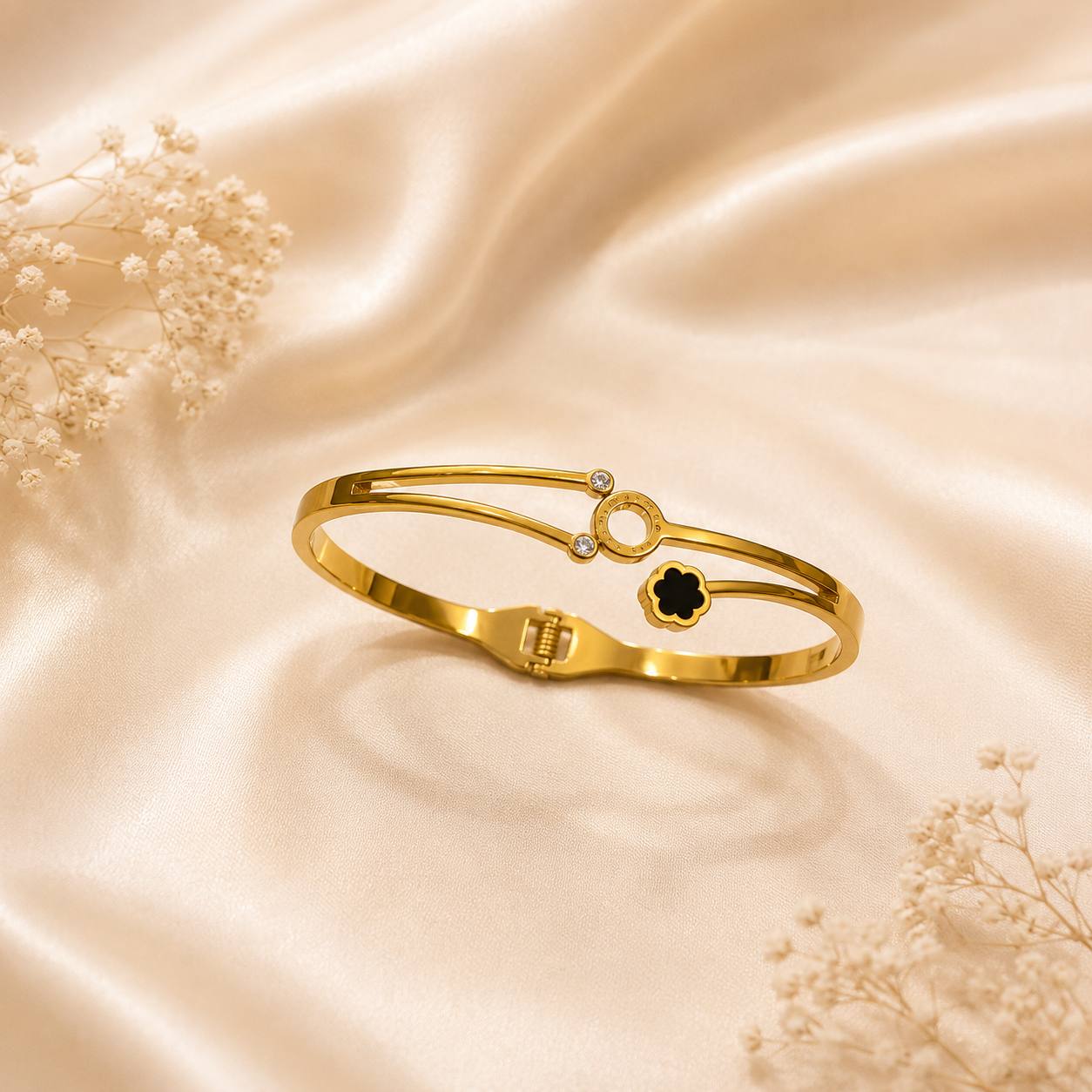 Floral Charm Crystal Kada Bracelet