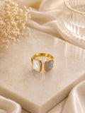 Dual Pearl Square Statement Ring