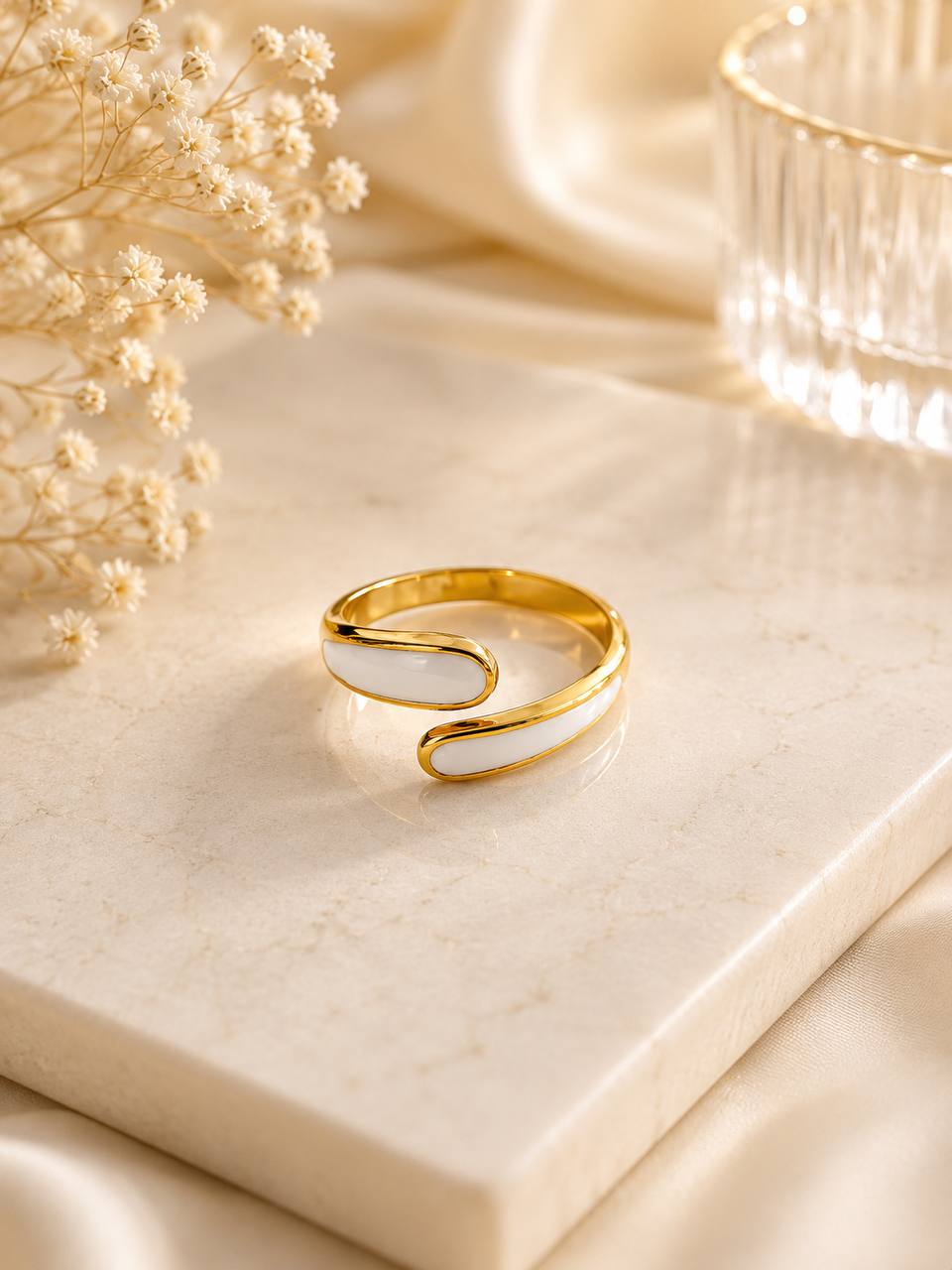 White Enamel Open Ring