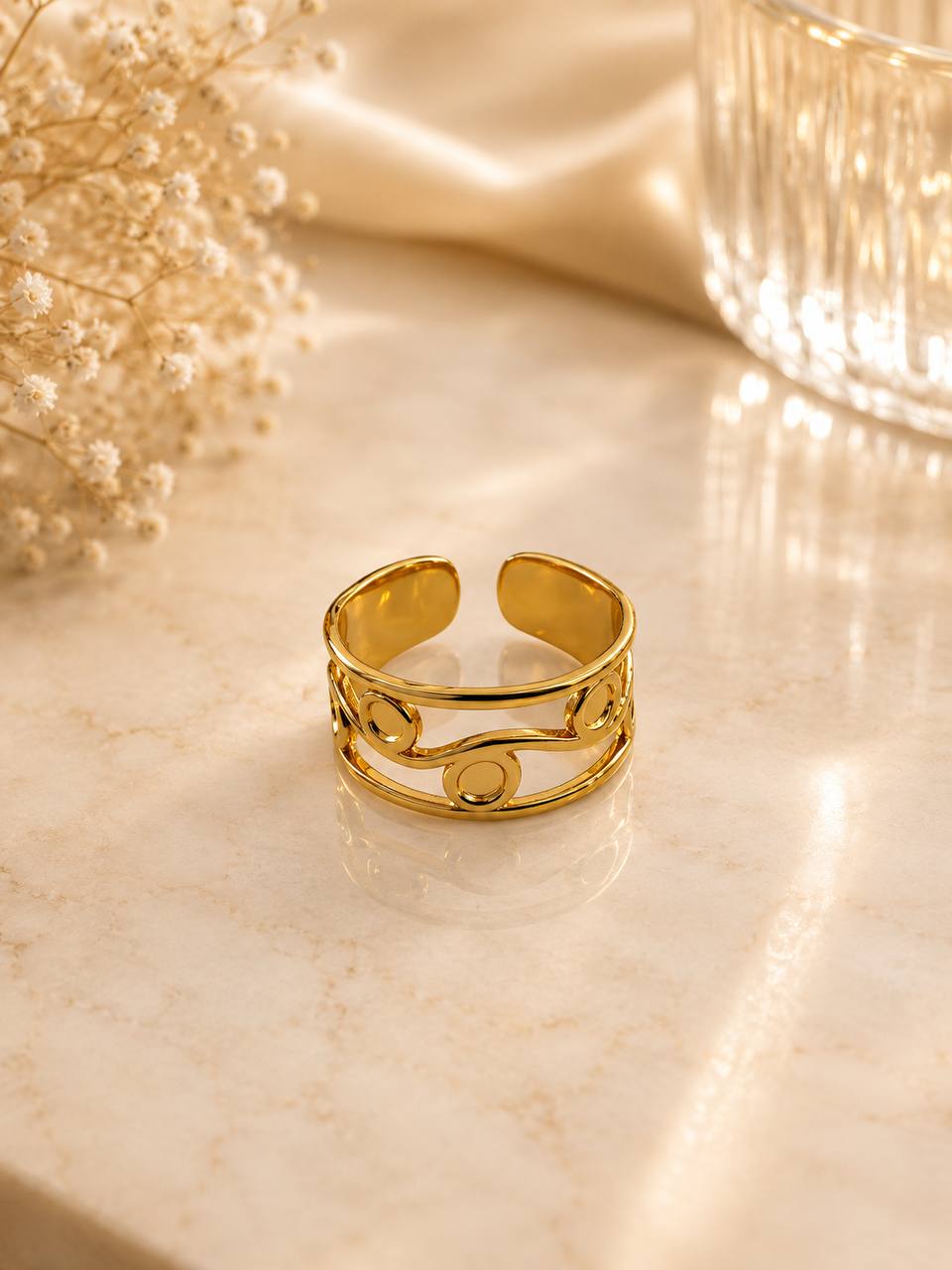 Geometric Openwork Adjustable Ring