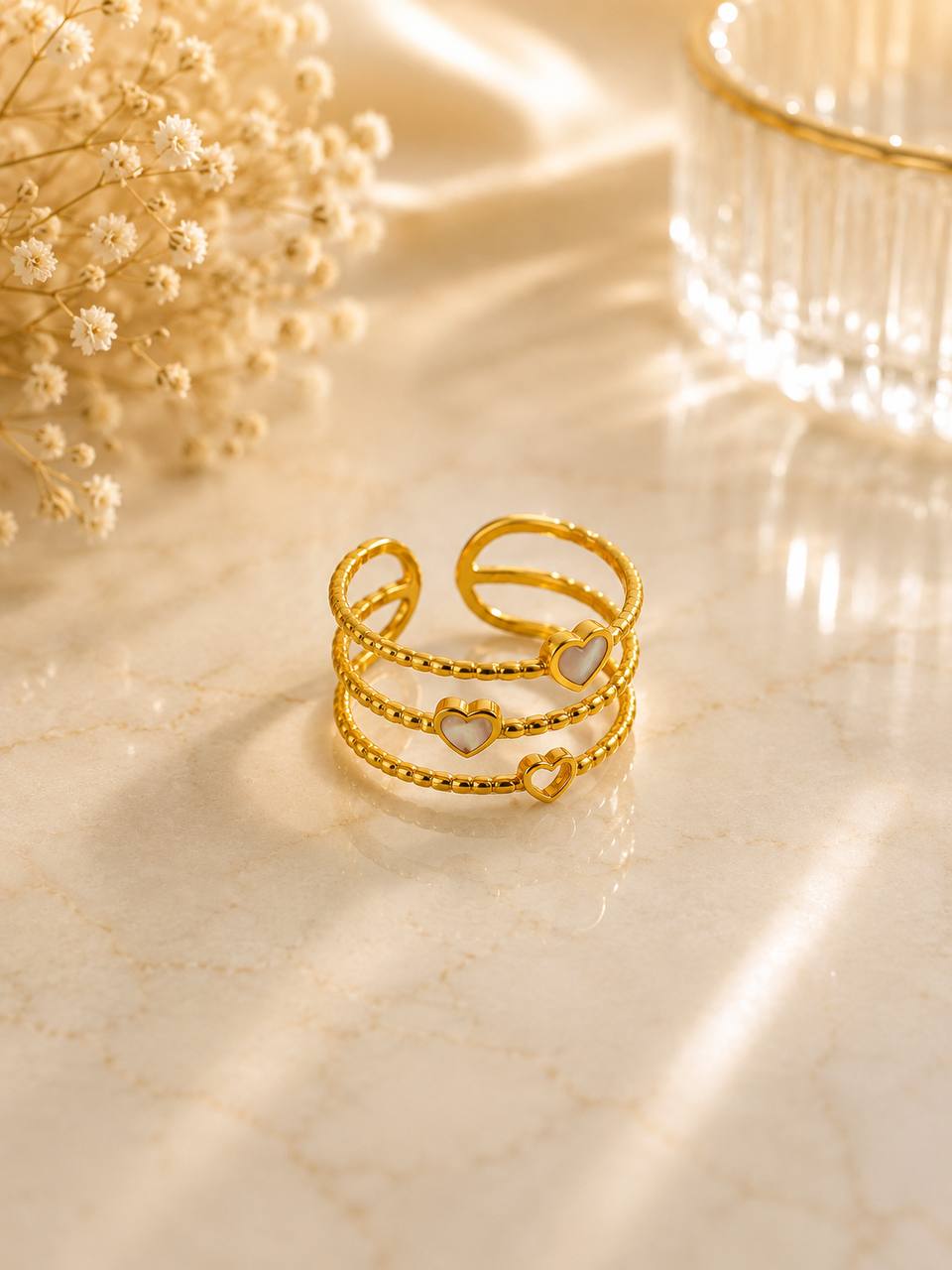 Triple Heart Adjustable Ring