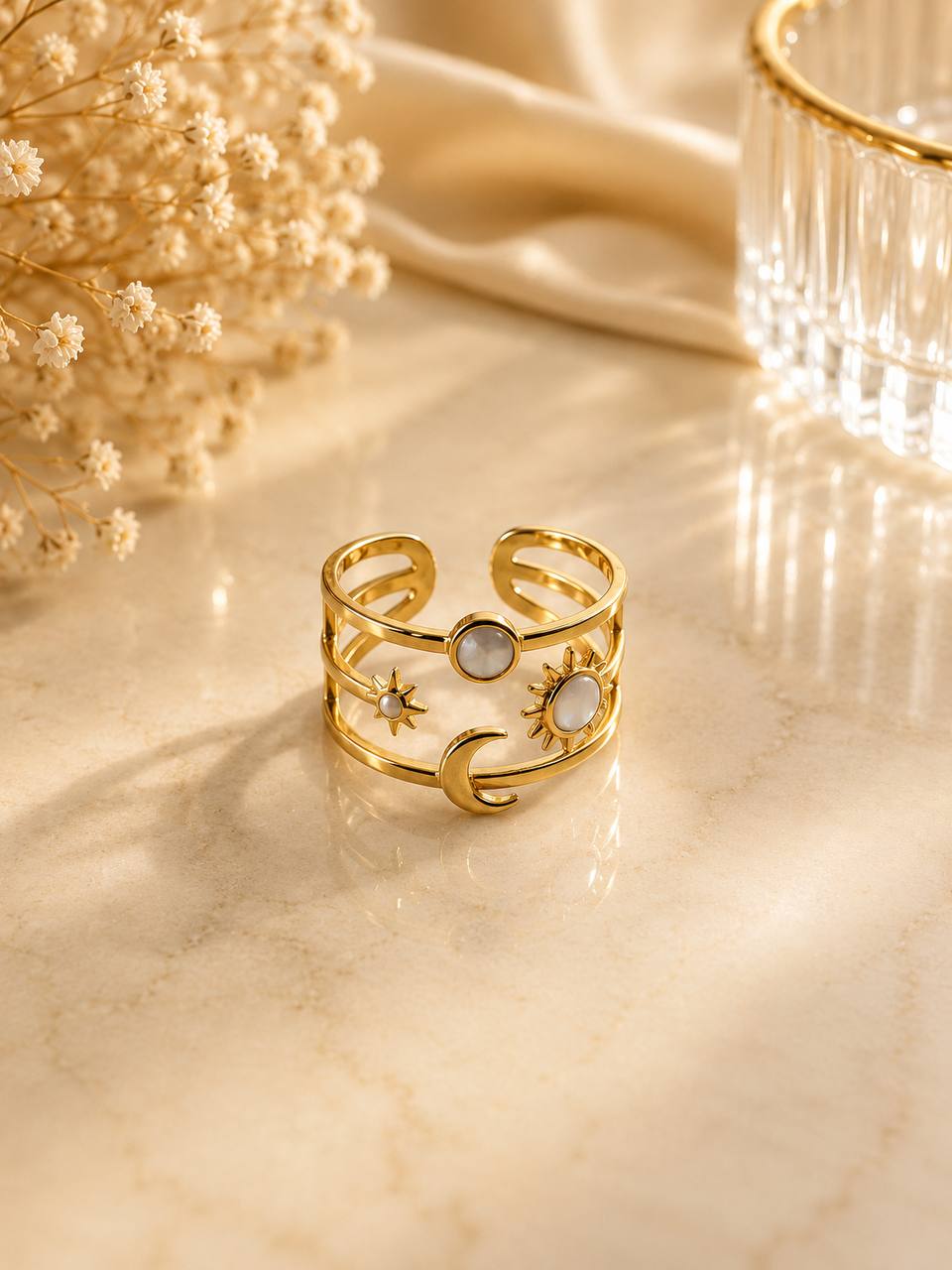 Celestial Moon & Sun Adjustable Ring