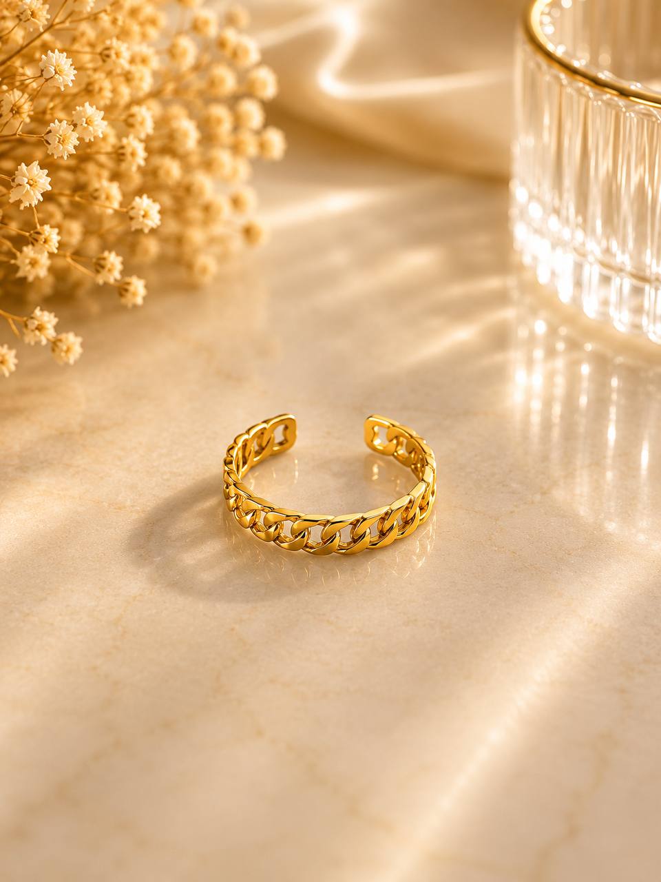 Classic Cuban Chain Adjustable Ring