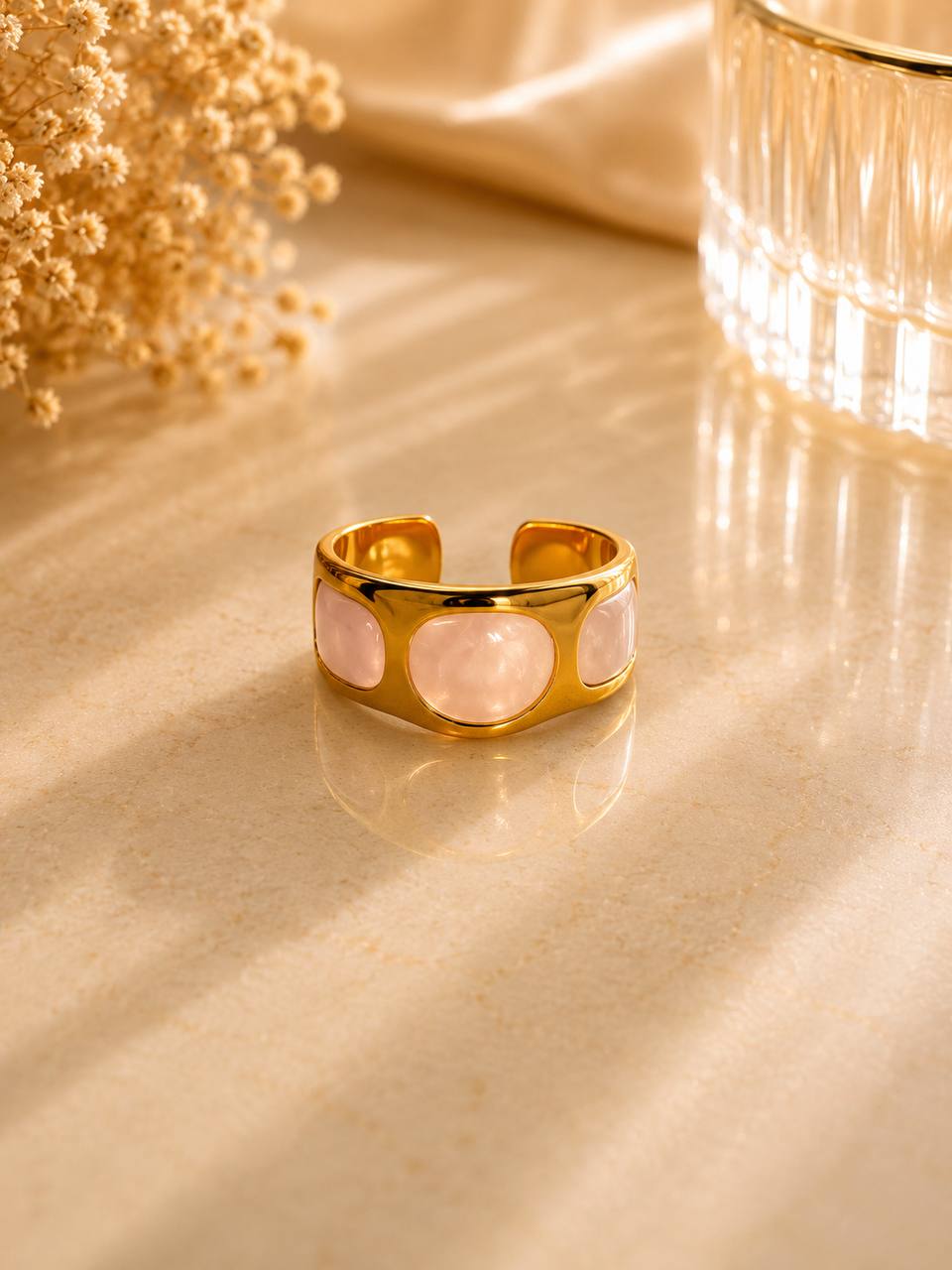 Blush Pearl Enamel Adjustable Ring