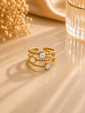 Triple Pearl Beaded Adjustable Ring