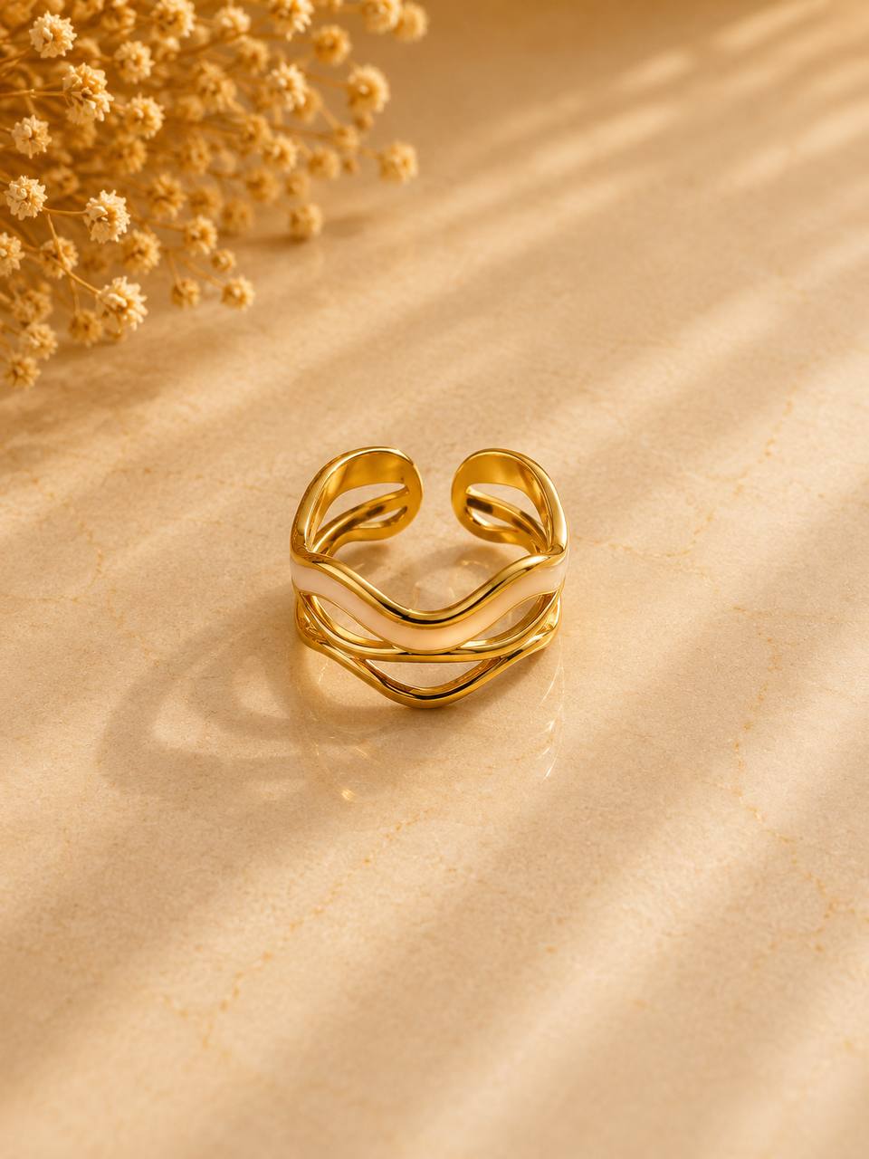 Elegant Wave Adjustable Ring