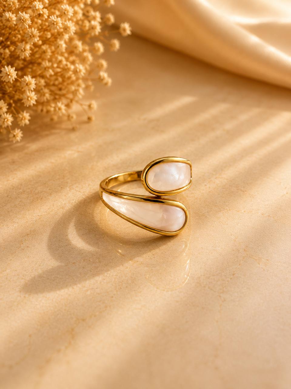 Luna Pearl Wrap Adjustable Ring