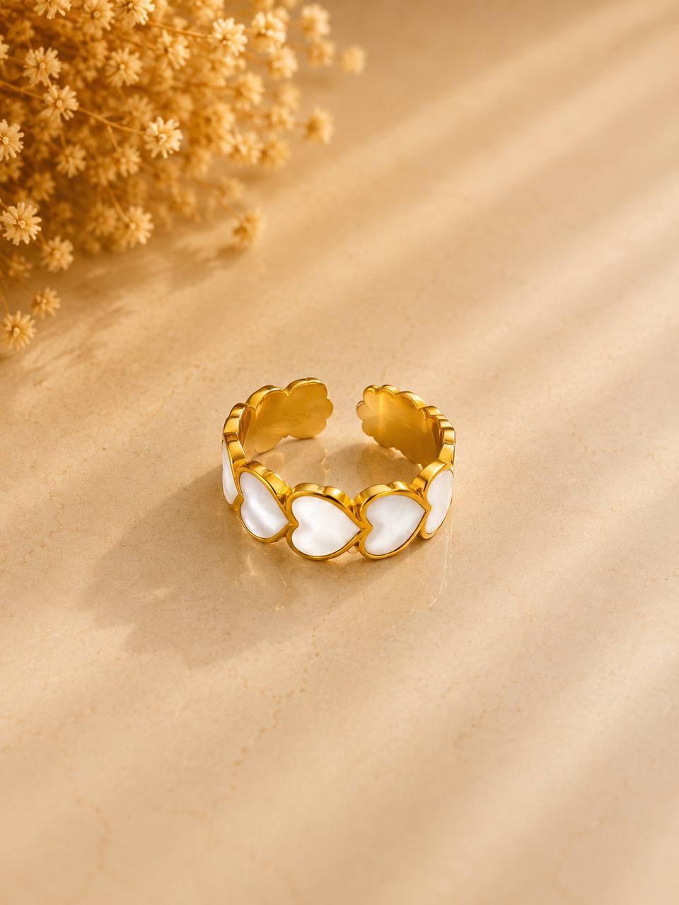 Pearl Heart Adjustable Ring