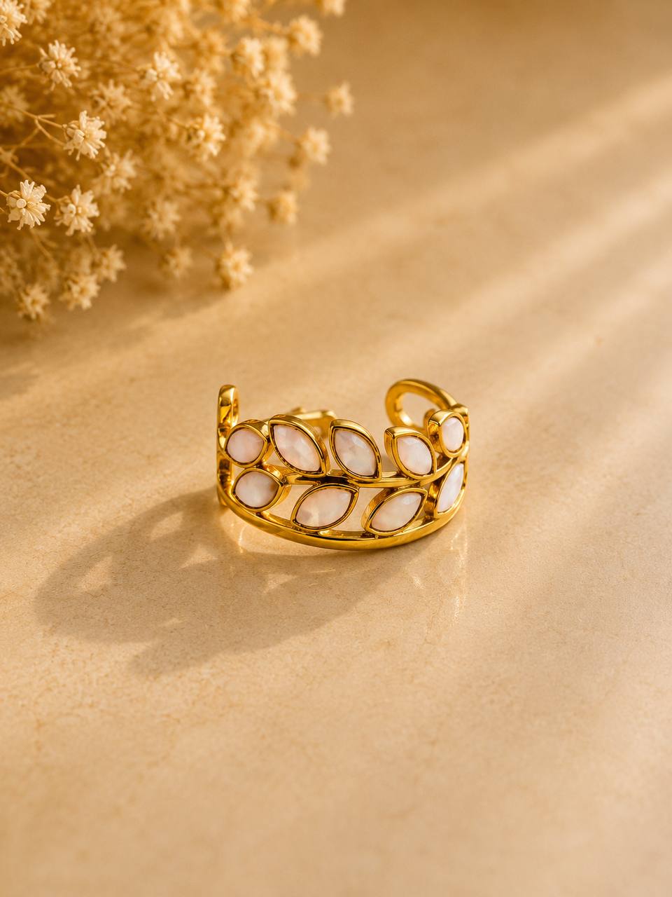 Botanical Pearl Adjustable Ring
