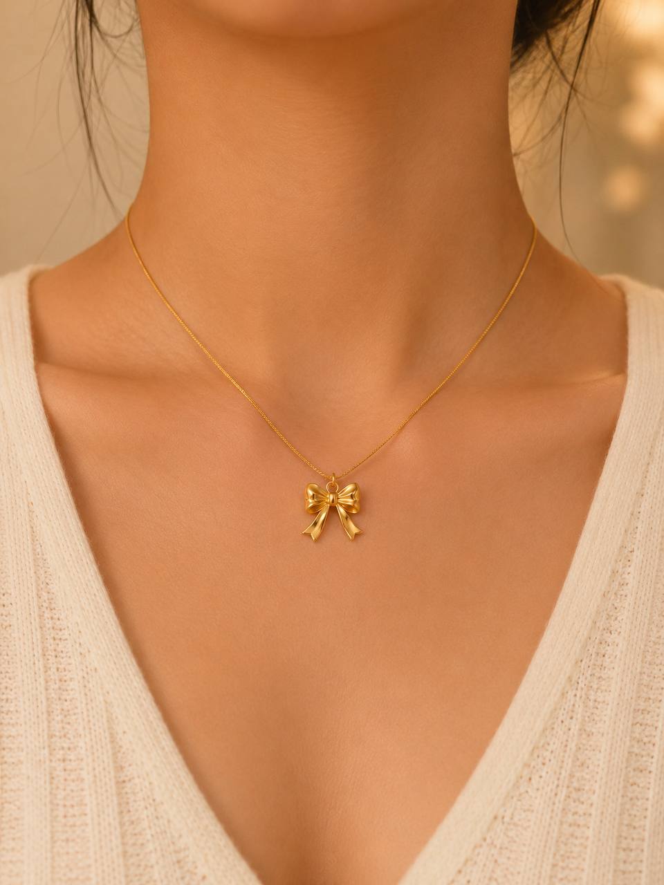 Elegant Bow Pendant Necklace