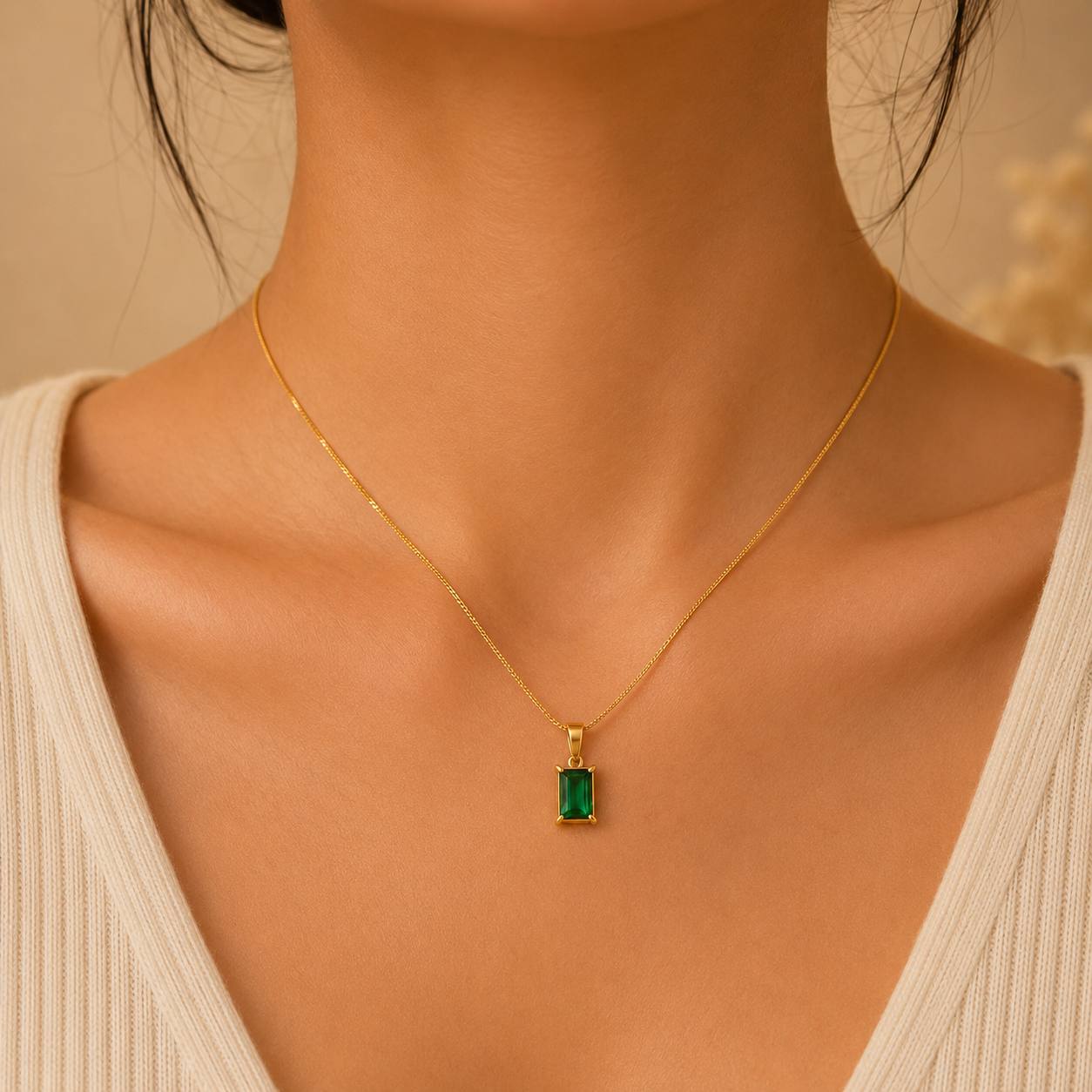 Emerald Green Crystal Pendant Necklace