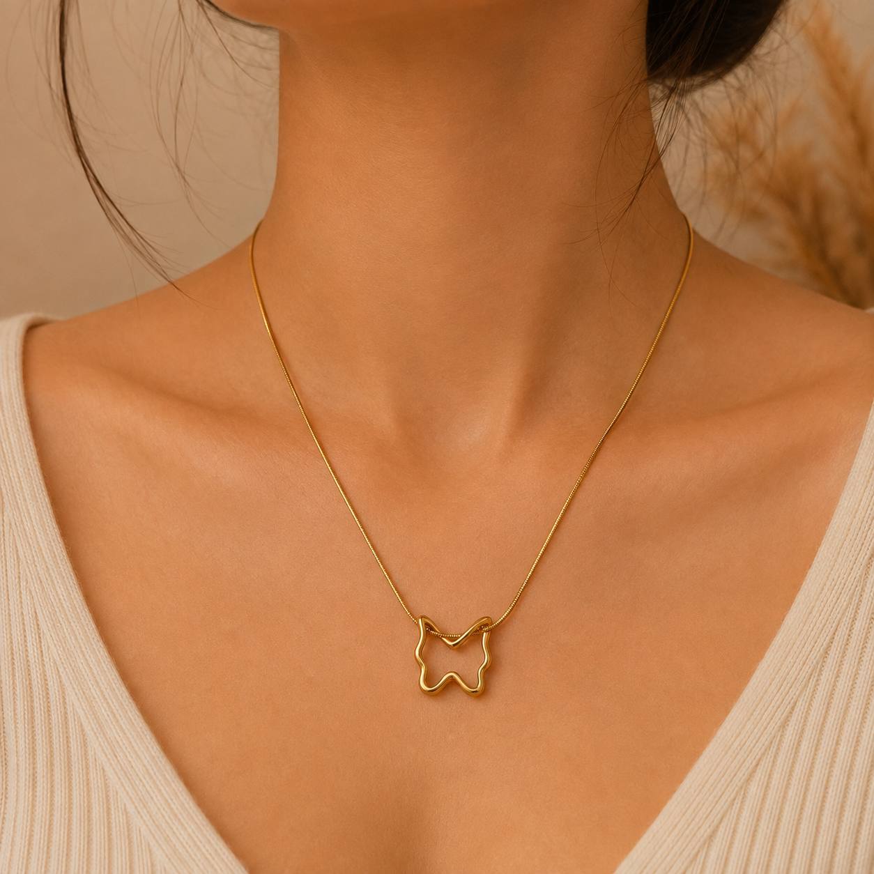 Minimalist Butterfly Pendant Necklace