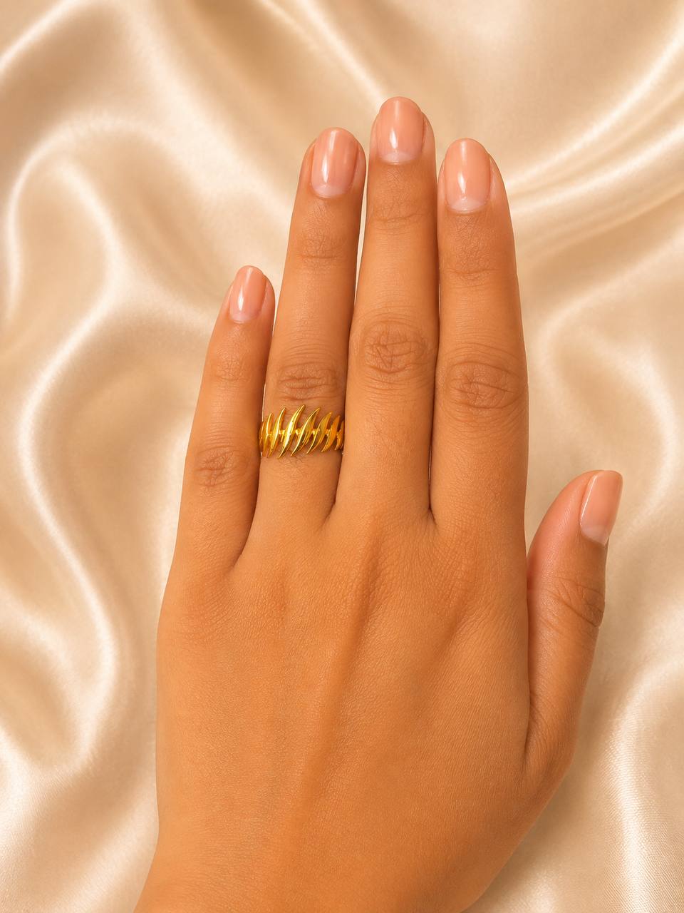 Anti-Tarnish Twisted Spiral Ring