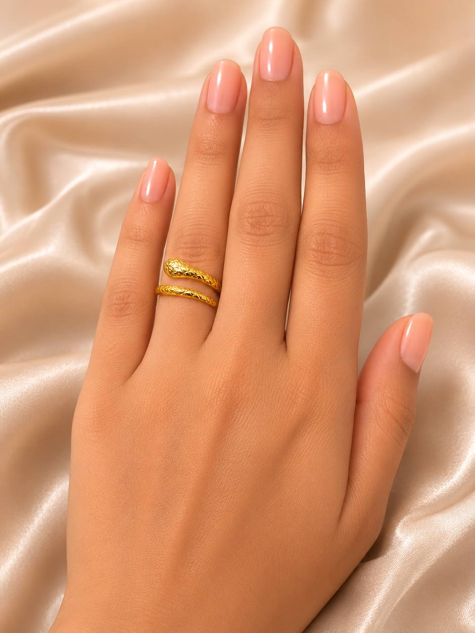 Anti-Tarnish Textured Snake Wrap Ring