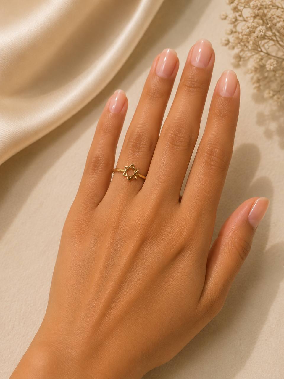Anti-Tarnish Geometric Star Ring