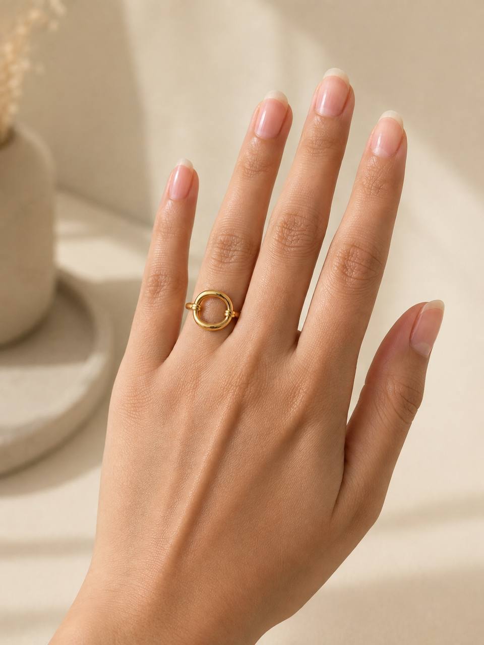 Anti-Tarnish Modern Circle Ring