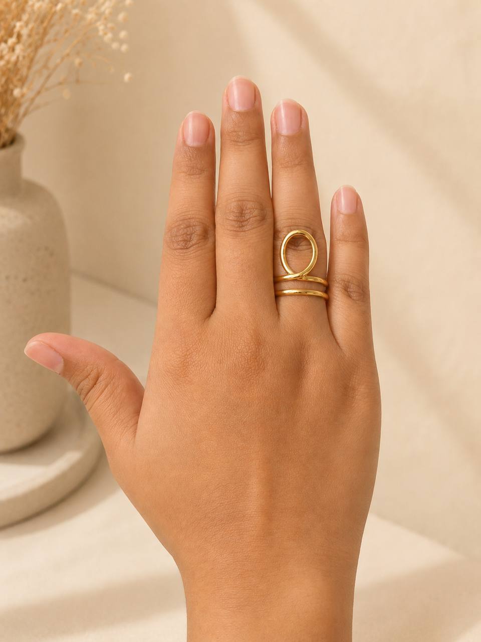 Anti-Tarnish Open Oval Wrap Ring