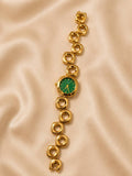 Elegant Gold-Tone Analog Women's Watch with Green Dial