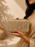 Luxury Champagne Glitter Box Clutch
