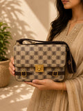 Elegant Checkered Crossbody Sling Bag