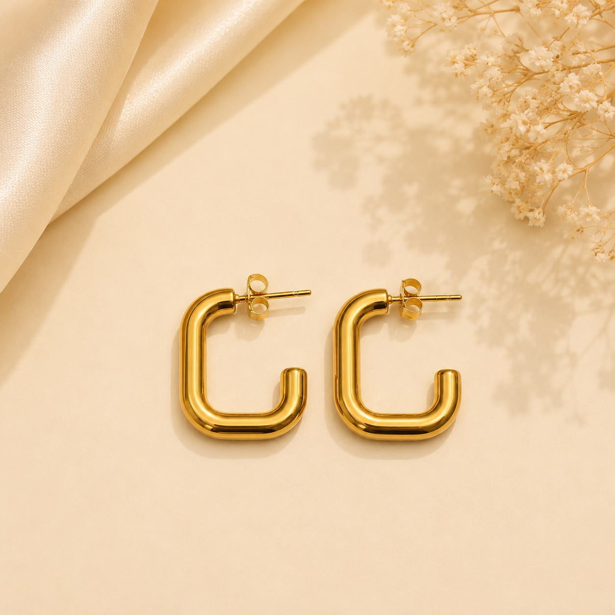 Modern Square Hoop Earrings