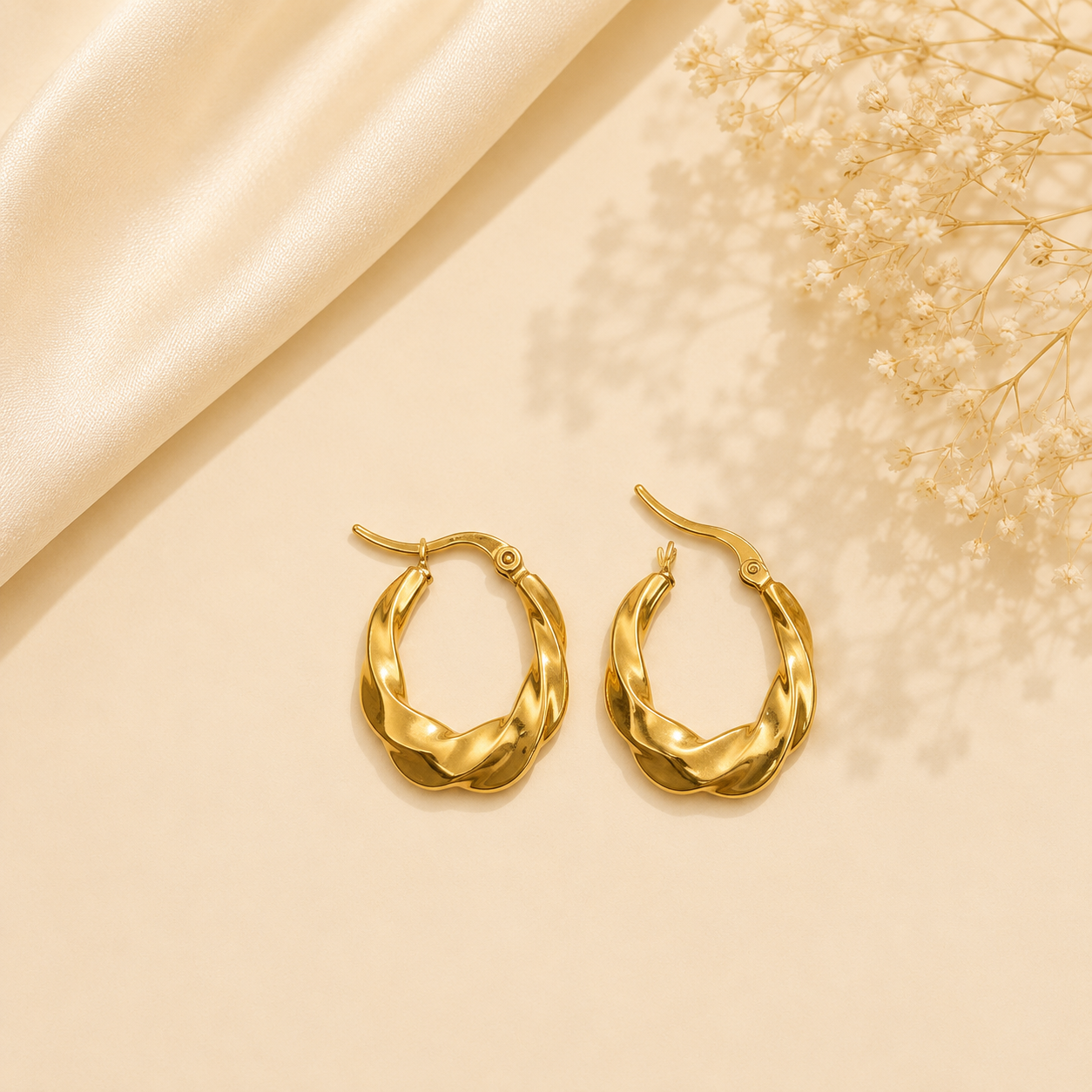 Twisted Oval Hoop Earrings