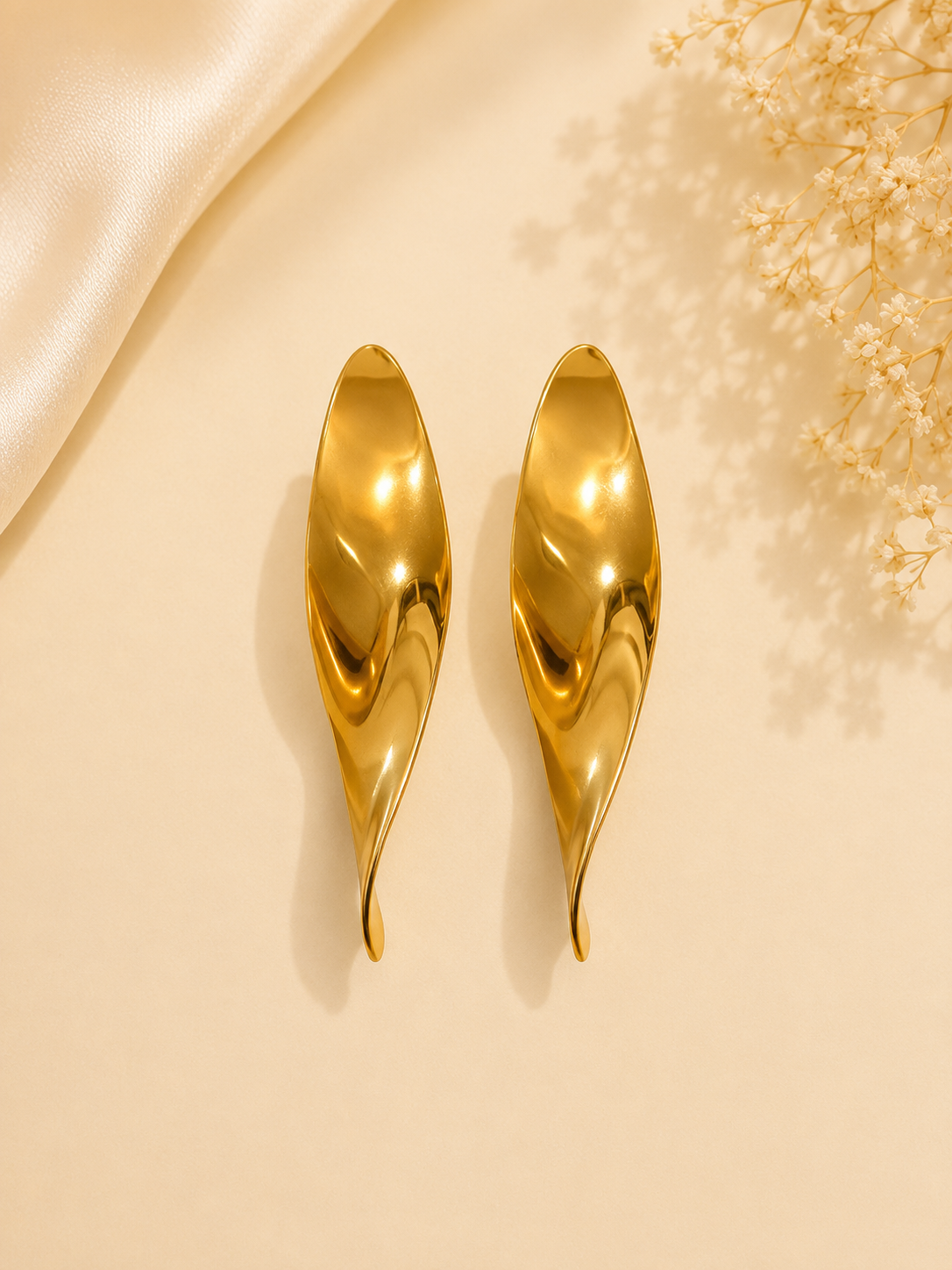 Sculptural Leaf Drop Earrings