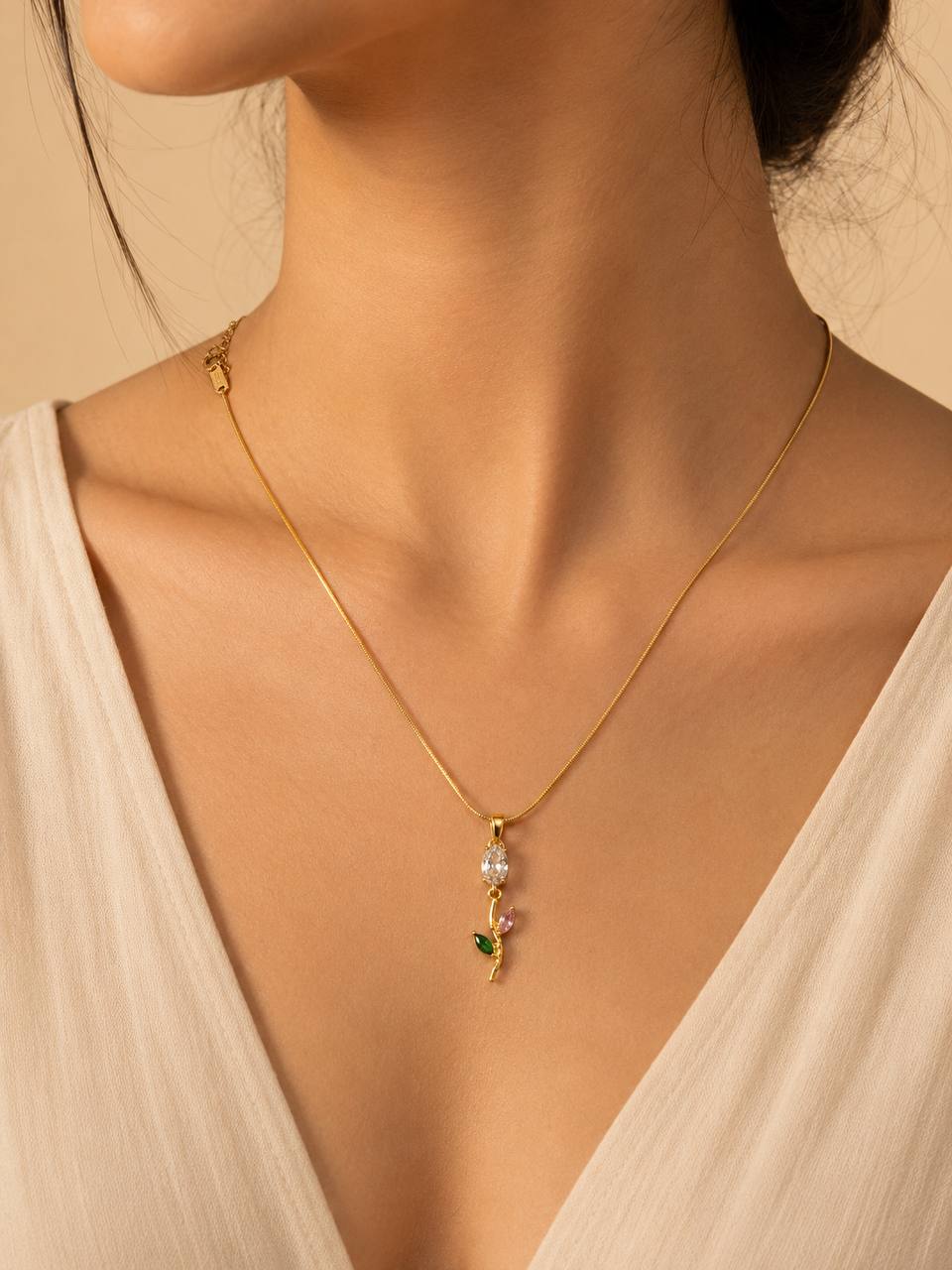 Elegant Tulip Drop Anti-Tarnish Necklace