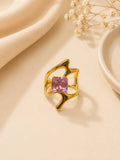 Pink Crystal Sculptural Anti-Tarnish Ring