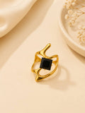 Black Crystal Sculptural Anti-Tarnish Ring