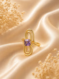 Purple Gemstone Bow-Inspired Anti-Tarnish Ring